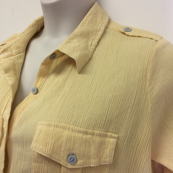 d&co. Yellow 100% Cotton Button-down Top - Picture 2 of 8